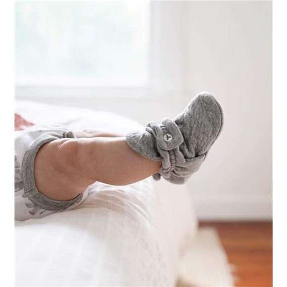 Baby Unisex Baby Booties Organic Cotton Adjustable Infant Shoes Slipper Sock - Picture 4 of 6